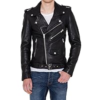 Men's Leather Jacket Stylish Genuine Lambskin Motorcycle Bomber Biker MJ70