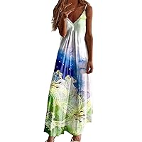 Pub Tanks Summer Sundress Womans Tunic Casual Floral Lightweight Cotton Camisole Tops Comfortable V-Neck Pleated Sundress Woman Orange