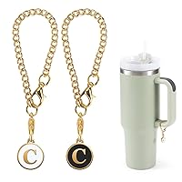 Letter Charms Accessories for Stanley Cup, 2Pcs Personalized Initail Name ID Decor Charm for Stanley 30&40 oz Tumbler with Handle (Letter C)