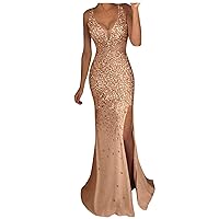 Womens Prom Dresses Off Shoulder Side Split Glittery Bridesmaid Dress Mermaid Evening Gowns Wedding Formal Party Dress