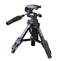 Tabletop Tripod with 3-Way Pan/Tilt Head, Quick Release Plate and Carrying Bag for Phones, Cameras and Spotting Scopes - MT01 Mini Tripod, Aluminum, Black