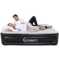 Air Mattress Queen with Built-in Pump, 18 inch Tall Inflatable Mattress Double Airbed, Luxury Self Inflating Air Bed Blow Up Mattress Portable for Home Camping Travel, 650lb Max (Black)