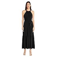 Maggy London Casual Sleeveless, Waist Tie, Maxi Unlined Halter Dresses for Women