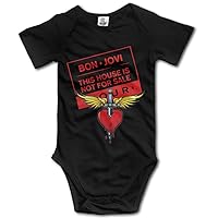 Bon Jovi This House is Not for Sale Baby Romper Short Sleeve Babysuit Baby Onesie for Boy Girl Black 6 M