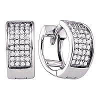 The Diamond Deal Sterling Silver Diamond Unisex Mens Womens Huggie Hoop Earrings 1/6 Cttw