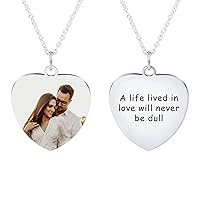 MeMeDIY Personalized Photo Necklace Customized Picture Necklace Sterling Silver Memorial Gift for Couple Women Girl Sister Daughter