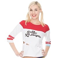 DC Comics Suicide Squad Harley Quinn Daddy's Little Monster Women's Top with Rips (Large)