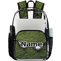 Sport Golf Personalized Clear Backpack Custom Large Clear Backpack Heavy Duty PVC Transparent Backpack with Reinforced Strap for Work Travel