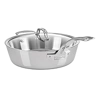 Viking Culinary Contemporary 3-Ply Stainless Steel Sauté Pan, 4.8 Quart, Includes Glass Lid, Dishwasher, Oven Safe, Works on All Cooktops including Induction