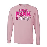 I Wear Pink for My Aunt Survivor Breast Cancer Awareness Mens Long Sleeves