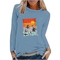 Graphic Fashion Hoodie Shirts for Women Scenery Print Long Sleeve Sweatshirts Crewneck Loose Fitted Pullover Tops