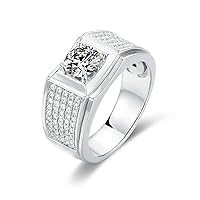 1 Carat Round Cut Moissanite Men Rings 10K 14K 18K Gold S925 Engagement Promise Anniversary Jewelry Gifts for Him