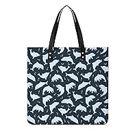 Dolphin Silhouettes PU Leather Tote Bag Top Handle Satchel Handbags Shoulder Bags for Women Men