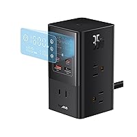 Baseus Charging Station, 10 in 1 USB Power Strip 35W with 1200J Surge Protector, 6 AC + 2 USB-C + 2 USB-A Port, Fast Charging Desktop Charger for iPhone 15/14 Series, iPad, Game, Home, Office (35W)