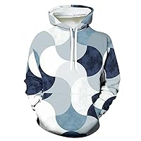 Men's Geometric Print Hoodies Fashion Workout Hooded Sweatshirt Loose Drawstring Pullover Sweater Hoodie with Pocket