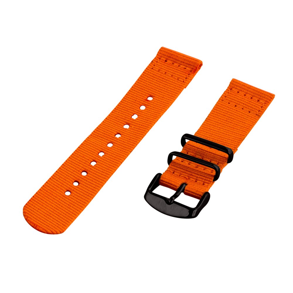 Clockwork Synergy - 19mm 2 Piece Classic Nato PVD Nylon Orange Replacement Watch Strap Band