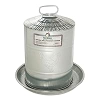 Harris Farms Galvanized Steel Double Wall Poultry Drinker | Automatic Poultry Water | Keeps Water Cool and Clean | 5 Gallons