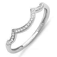 0.10 Carat (ctw) Round White Diamond Stackable Wedding Contour Band in 10K Gold