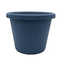The HC Companies 8.5 Inch Round Classic Planter - Plastic Plant Pot for Indoor Outdoor Plants Flowers Herbs, Slate Blue