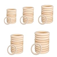 BigOtters Wooden Rings for Craft, Smooth Unfinished Wooden Ring 64 PCS 6  Sizes Natural Wood Circles for DIY Craft, Ring Pendant and Connectors  Jewelry
