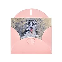 Siberian Husky Wedding Anniversary Thank You Cards, For Holiday Cards, Birthday Cards, Valentine Cards Pink