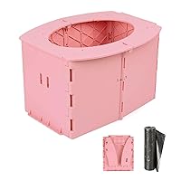 Travel Potty for Kids, Reusable Portable Folding Potty for Toddler, Travel Foldable Toilet for Travel Outdoor Camping, Toddler Potty Seat for Baby Potty Training (Pink)