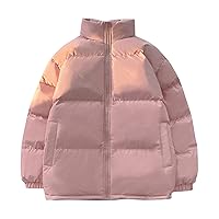 Puffy Jacket Men Big And Tall 2023 Winter Coat Padded Zip Up Stand Collar Drop Shoulder Quilted Bubble Jackets