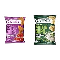 Quest Nutrition Tortilla Chip Spicy Sweet Chili, 1.1 Ounce (Pack of 12) & Protein Chips, Sour Cream & Onion, High Protein, Low Carb, Pack of 12