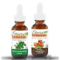 Stevia Drops Caramel & Stevia Liquid Stevia Select Keto Coffee Sugar-Free Flavors Bundle Pack (2)