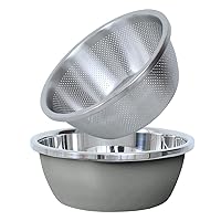 304 Stainless Steel Microporous Colander,2QT Large Capacity with Mixing Bowl For washing vegetables, fruit and rice and for draining cooked pasta(2PC)