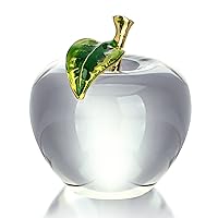 H&D Unique Crystal Apple Figurine Paperweight,Art Glass Apple Collectible Figurines Best for Lucky Christmas Eve Gifts/Great Wedding Decor Gifts