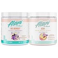Galaxy Lemonade Pre Workout and BCAA Sour Peach Rings Post Workout Powder Bundle | L-Theanine, Beta-Alanine, Citrulline | Branch Chain Essential Amino Acids | 30 Servings per Container