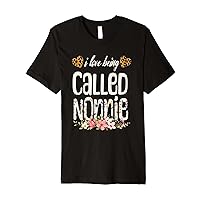 Womens I Love Being Called Nonnie Floral Leopard Mothers Day Premium T-Shirt