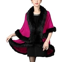 RanRui Women's Faux Fur Shawl Stylish Fashionable Faux Fur Coat Elegant Draped Cape fur jacket