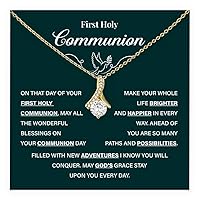 First Holy Communion Girl Gifts, Alluring Beauty Necklace Gift For Happy First Communion, Confirmation Necklace Teenage Girl, Necklaces For Granddaughters Or Daughters Communion Presents With Message Card And Box