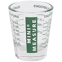 Kolder Mini Measure Heavy Glass, 20-Incremental Measurements Multi-Purpose Liquid and Dry Measuring Shot Glass, Green