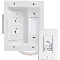 Legrand - OnQ In Wall TV Power Kit, TV Outlet Wall Kit Powers Multiple Devices, Cable Management Box Hides Cords, Recessed TV Outlet Works with All Plugs, 6FT Power Cable Cord, White, CPT306WV1