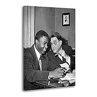 Branch Rickey Signs Jackie Robinson Poster Decorative Painting Canvas Wall Art Living Room Posters Bedroom Painting 12x18inch(30x45cm)