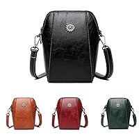Retro All-Match Vertical Cellphone Bag PU Leather Crossbody Bags for Women Small Purse Cute Lightweight Shoulder Handbags