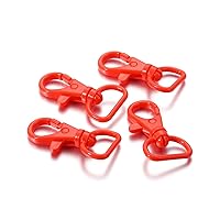 10pcs/Pack Colored Ring Swivel Plastic Lobster Clasps,Plastic Lanyard Snap Clips,for for Keychain Purse,Jewelry Making Accessories (Red)