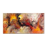 TAOMI Large Artwork Texture Fantasy Northern Lights Orange Picture for Bedroom Office Wall Art 20x40in Abstract Aurora Canvas Painting Warm Color Home Décor Living Room Wall Decor Frame