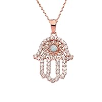 CHIC OPAL HAMSA PENDANT NECKLACE IN ROSE GOLD - Gold Purity:: 10K, Pendant/Necklace Option: Pendant With 22