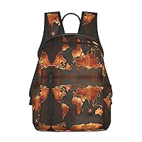 Rust World Map print Lightweight Laptop Backpack Travel Daypack Bookbag for Women Men for Travel Work