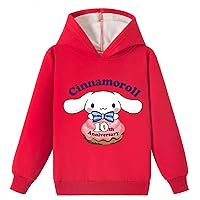 Kids Cinnamoroll Long Sleeve Pullover Hoodie,Comfy Soft Tops Brushed Hooded Sweatshirts for Girls