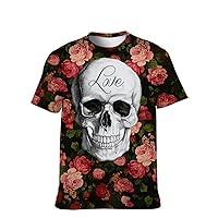Mens Novelty-Cool T-Shirt Graphic-Tee Funny-Vintage Skull Short-Sleeve: Softstyle Shirts Comfortable Summer Stylish Holiday