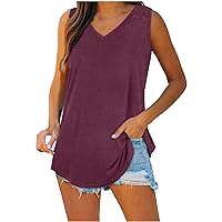 Womens Smocked Strape Tank Tops Summer Sleeveless V Neck Casual Tshirts Daily Loungewear Solid Clothes Tunic Blosue