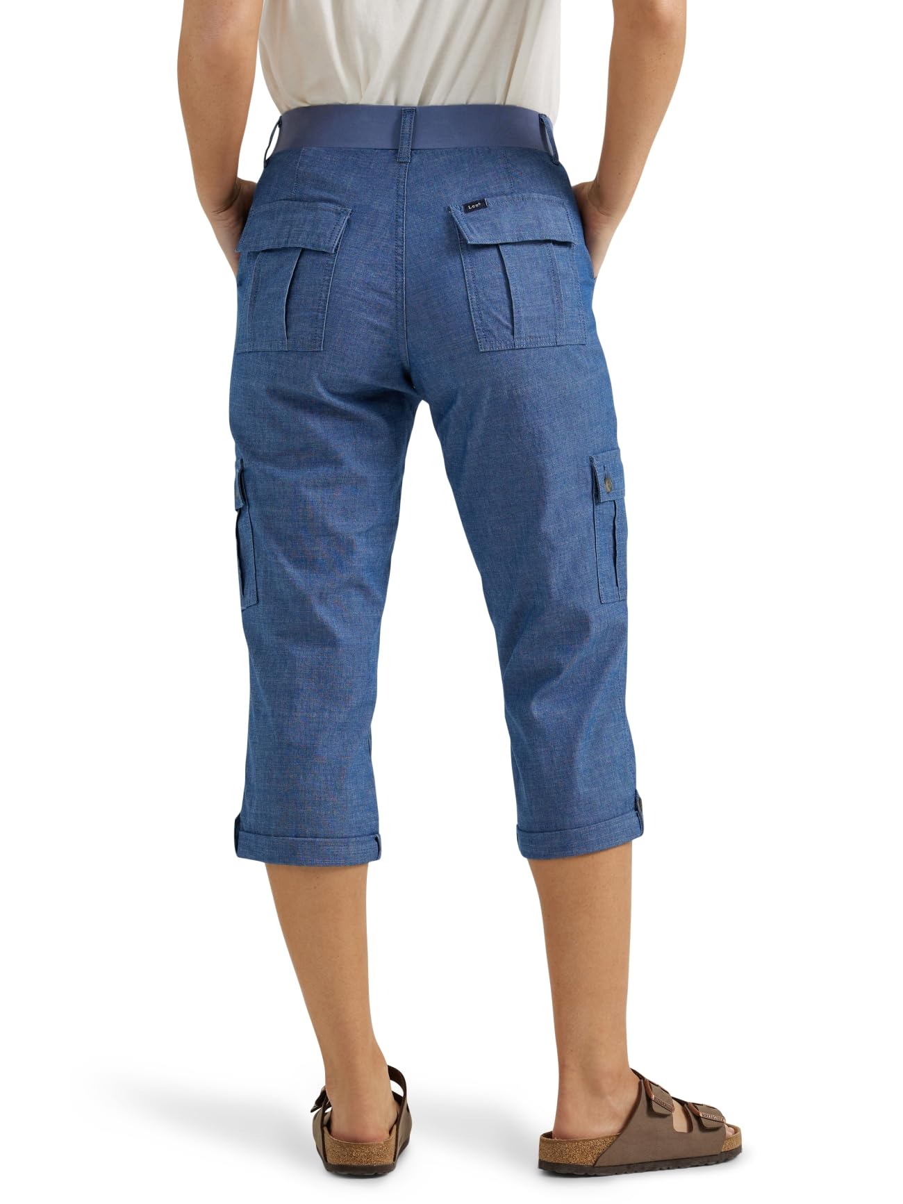 Lee Women's Ultra Lux Comfort with Flex-to-Go Cargo Capri Pant, Chambray