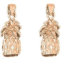 Fruit Earrings | 14K Rose Gold 3D Pineapple Lever Back Earrings - Made in USA