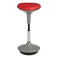 Learniture Adjustable Height Active Learning Stool for Office Desks and Classrooms, Foam-Padded Backless Wobble Stool with Rocking Motion, Red