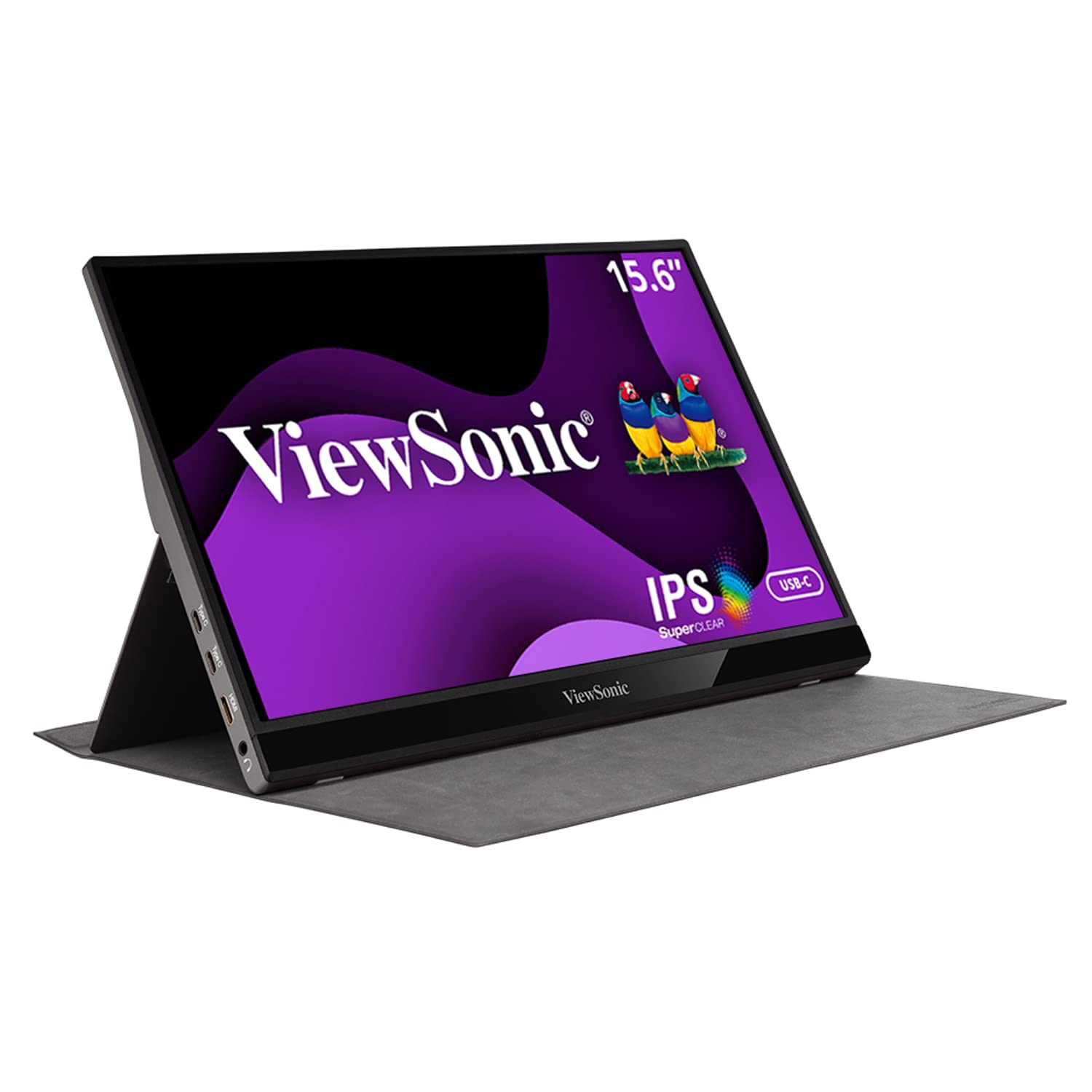 ViewSonic VG1655 15.6 Inch 1080p Portable Monitor with 2 Way Powered 60W USB C, IPS, Eye Care, Dual Speakers, Built-In Stand with Smart Cover